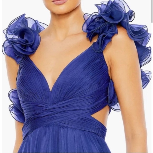 Mac Duggal 67911 Chiffon Cutout Ruffled Empire Waist Dress Size 14 NWT - Picture 3 of 7